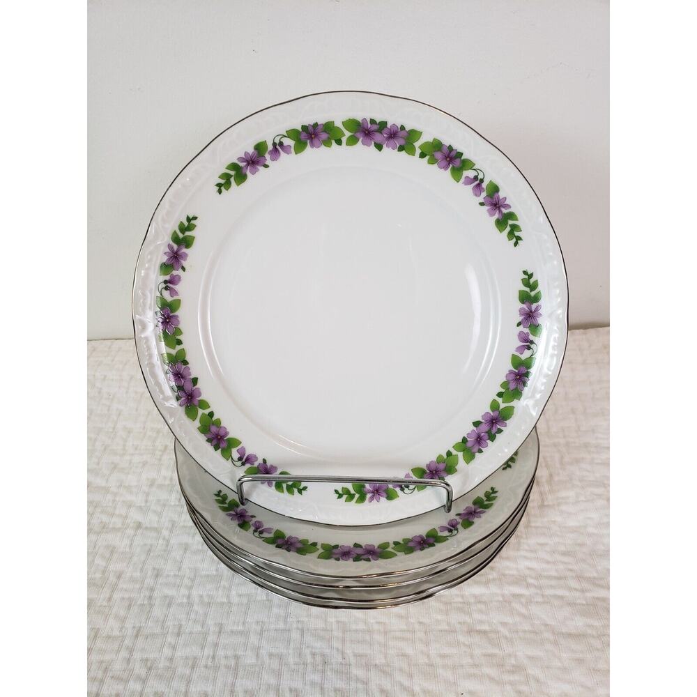 (JL) Mitterteich Bavaria Germany Salad Plate Violet Floral 7.5" Lot 5